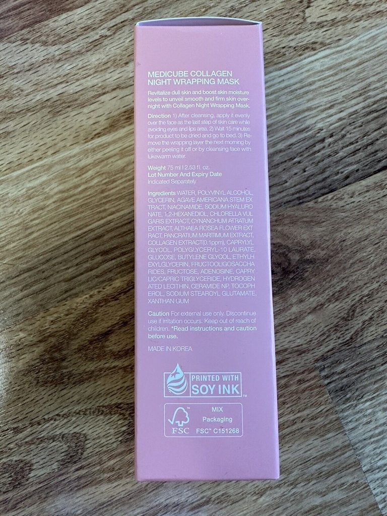 MEDICUBE Collagen Wrapping Mask 2.53 Oz / 75ml Renewal Night Care Mask Cream~