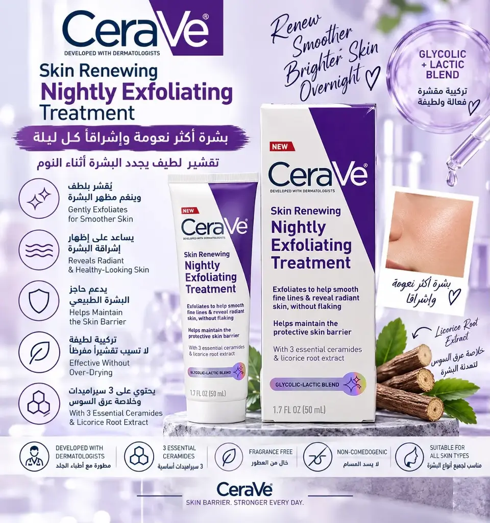 CERAVE SKIN RENEWING NIGHTLY EXFOLIATING TREATMENT
