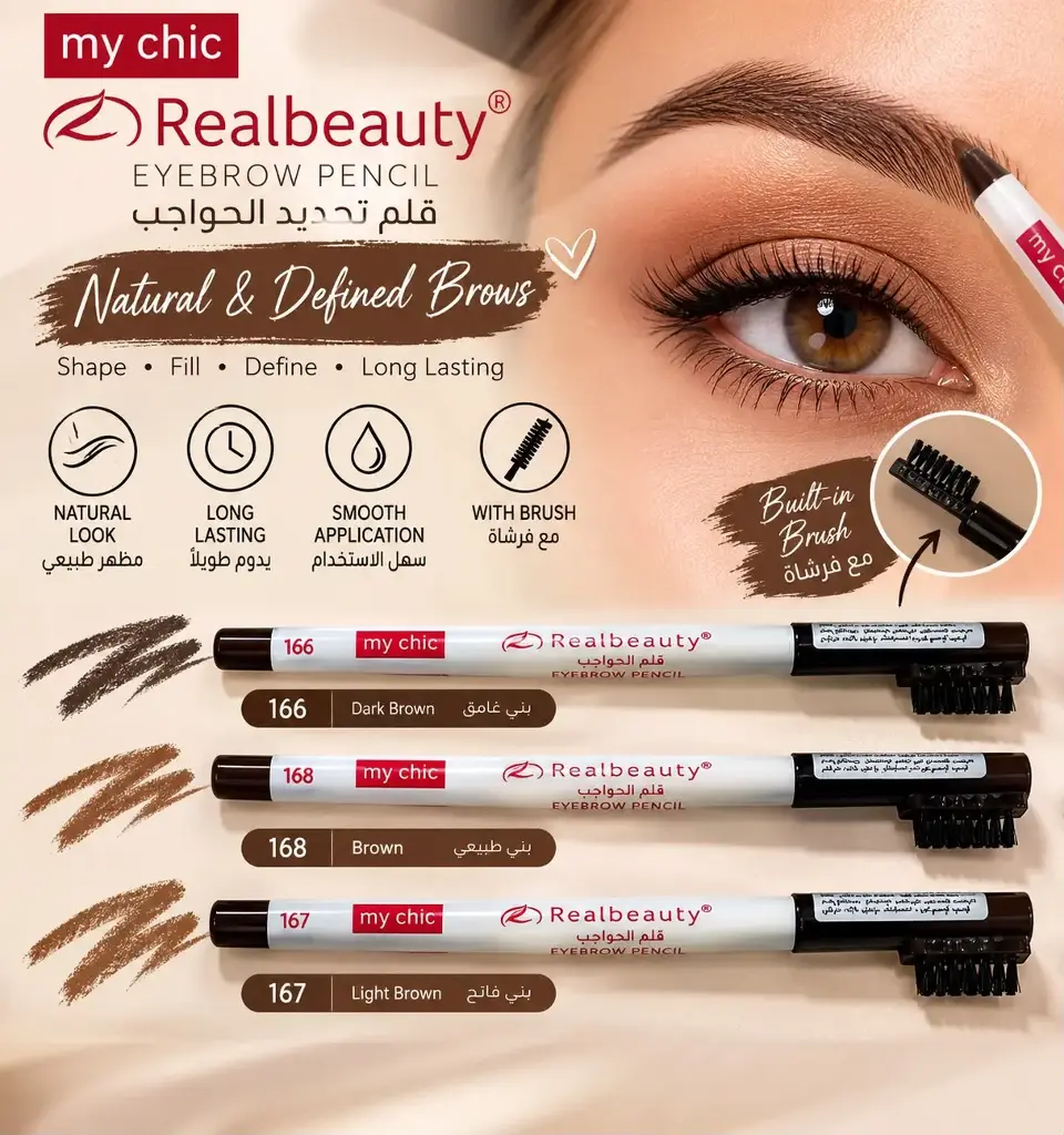 REALBEAUTY EYEBROW PENCIL WITH BRUSH