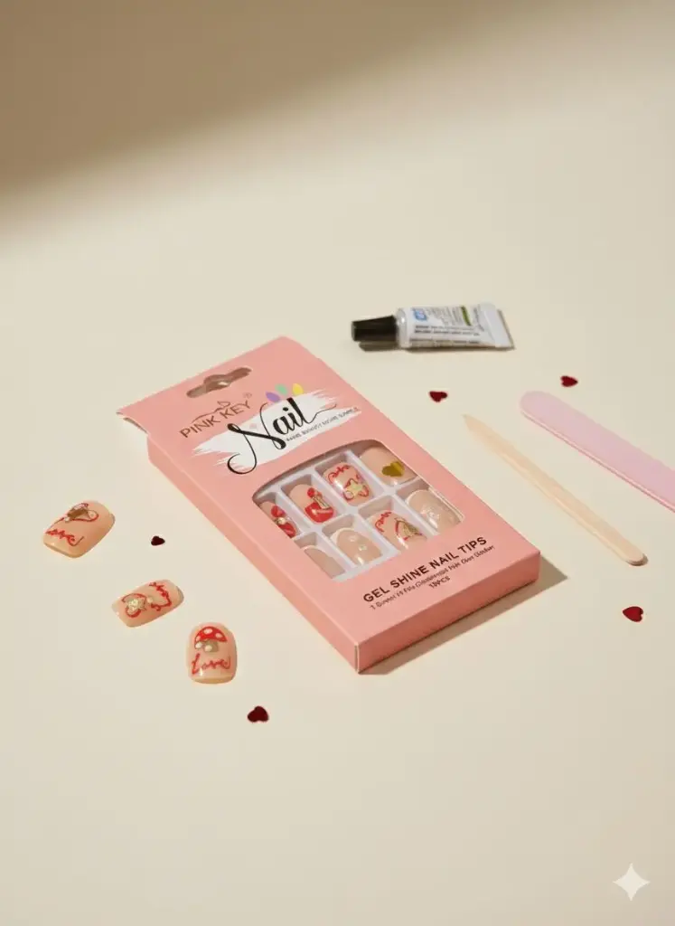 PINK KEY FAKE NAIL