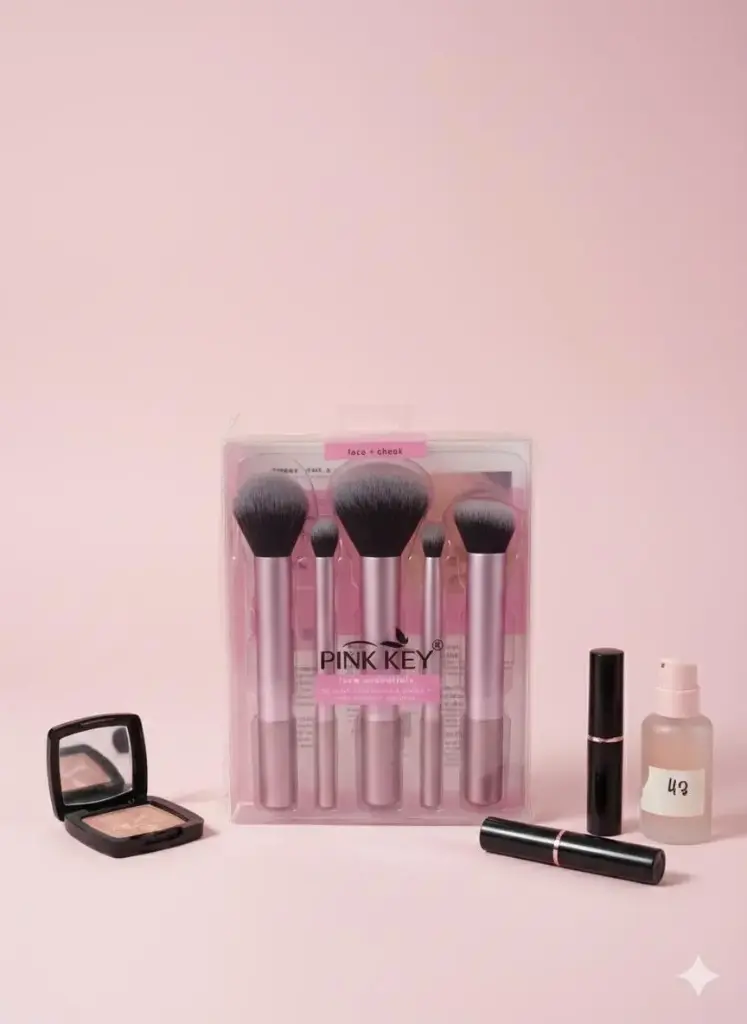 PINK KEY FACE ESSENTIALS BRUSH SET